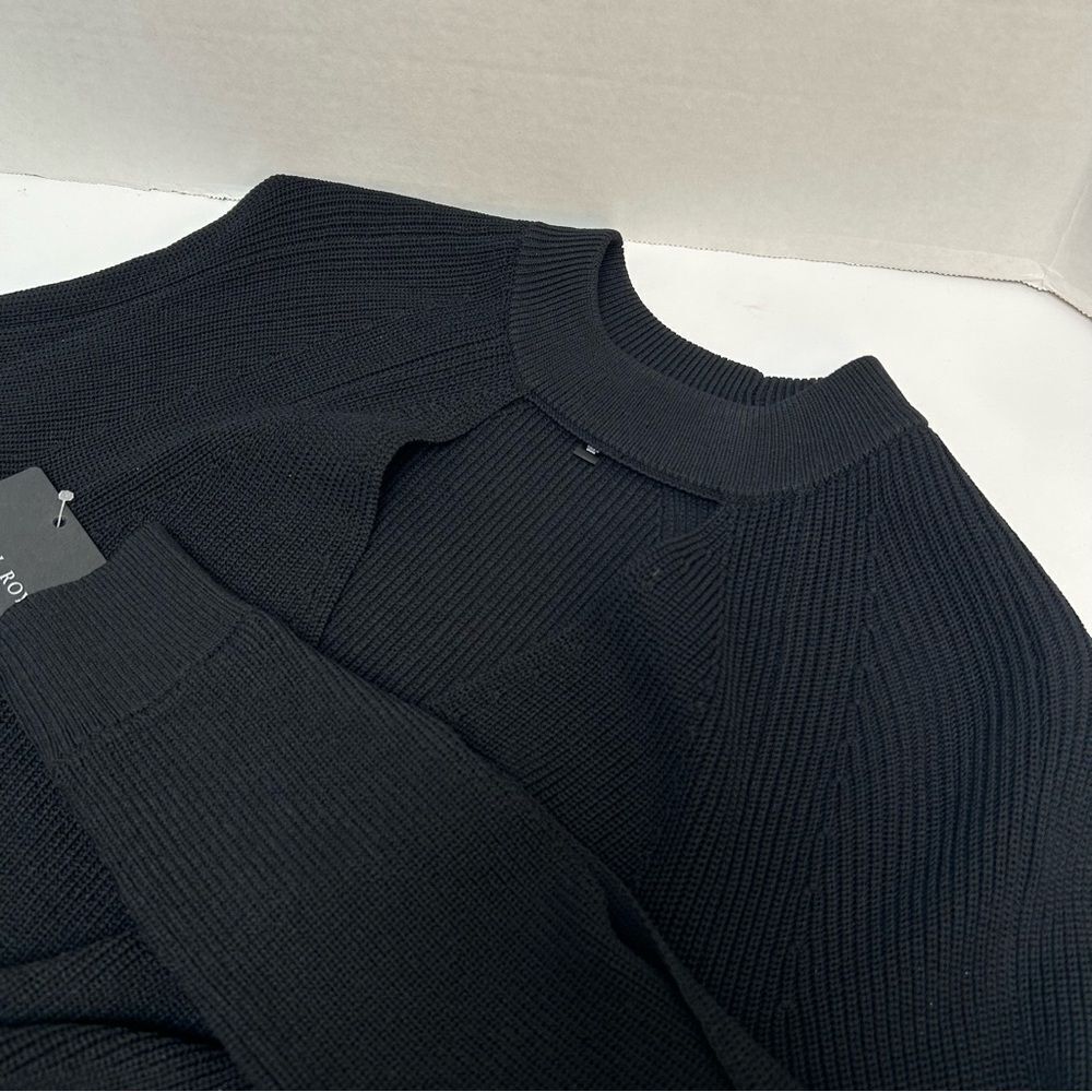 Rachel Roy NWT V-Neck Keyhole Black Viscose Blend Split‎ Sleeve Dress size XS